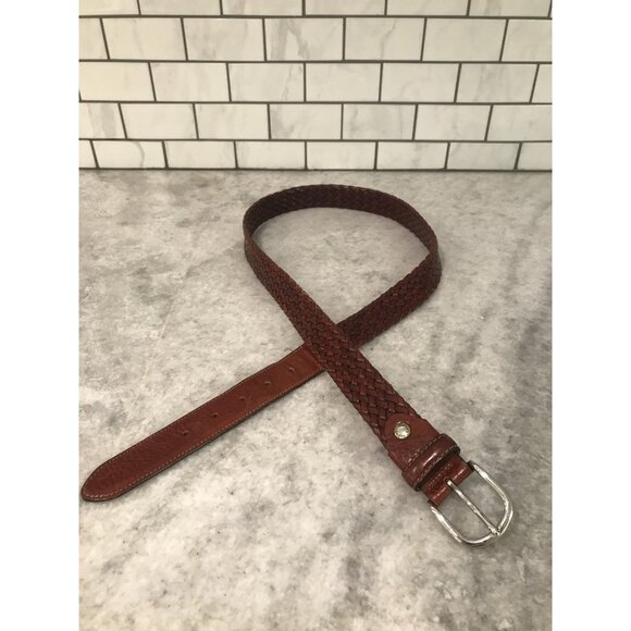 Dania for Andrews Belt Mens 40 Brown Woven Genuine Leather Made Italy Classic - Picture 1 of 11